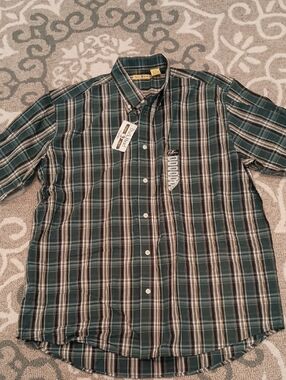Duck Head Dark Green Plaid Short-Sleeve Button-Down Shirt